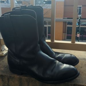 Frye Duke Roper Mid Height Black Leather Boots